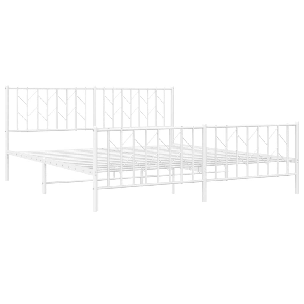 Metal Bed Frame without Mattress with Footboard White 183x203 cm King Price