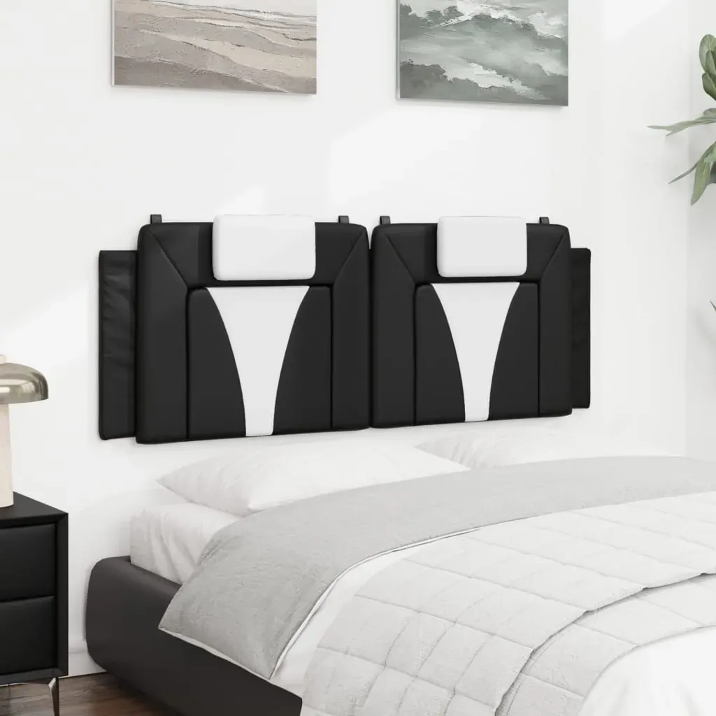 Headboard Cushion "Viana" Black and White 137 cm Double Faux Leather Price