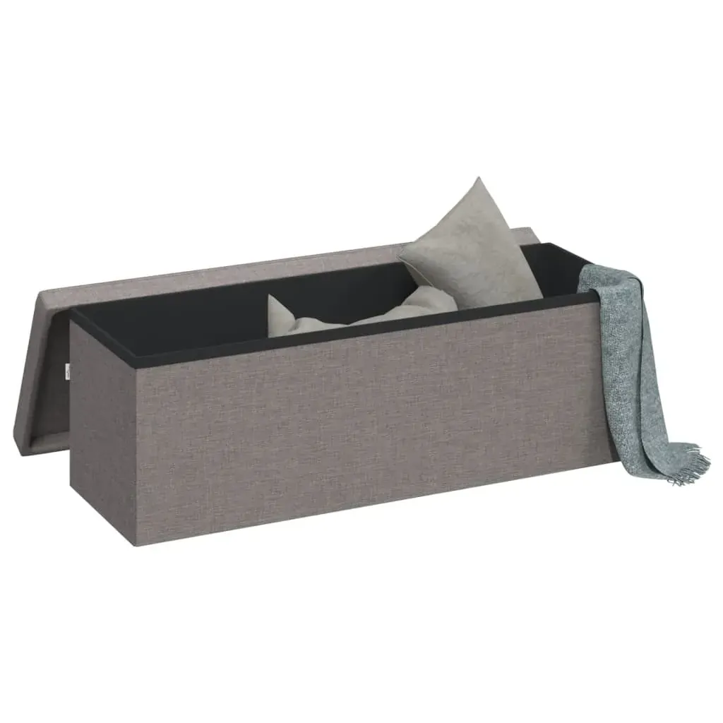 Storage Bench Foldable Light Grey Faux Linen Price