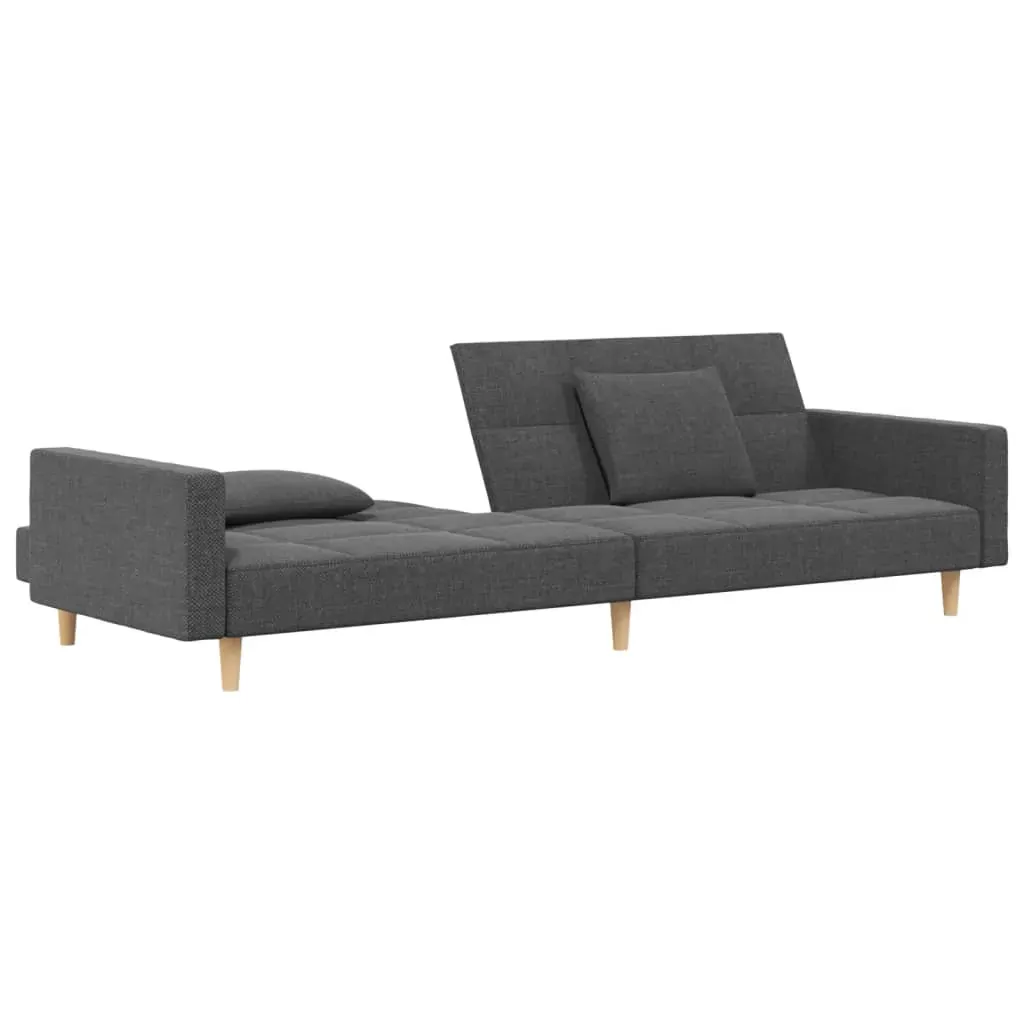 2-Seater Sofa Bed with Two Pillows Light Grey Fabric Price