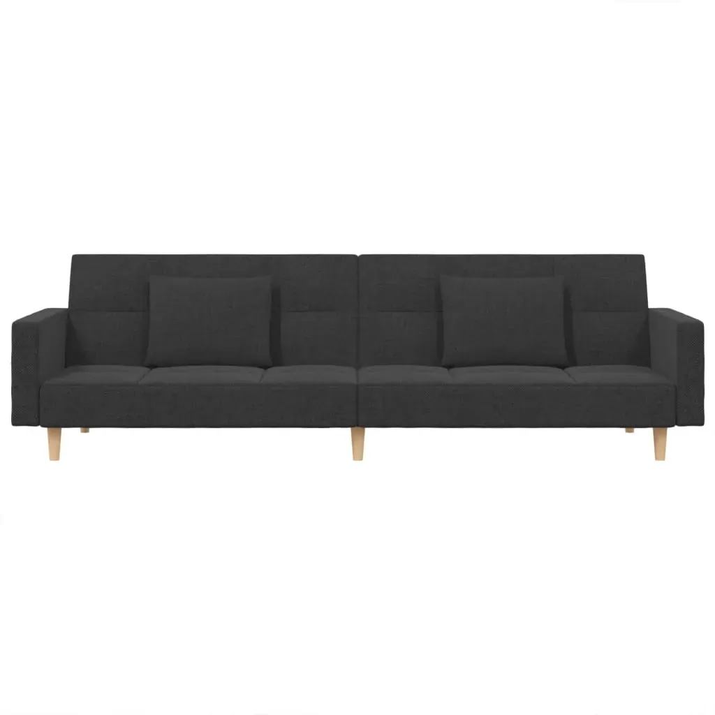 2-Seater Sofa Bed with Two Pillows Dark Grey Fabric Price