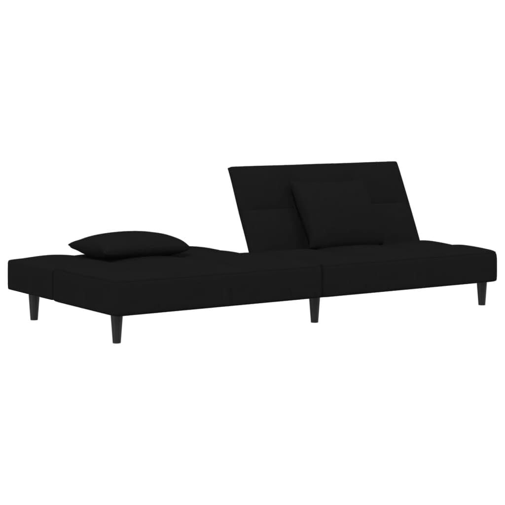 2-Seater Sofa Bed with Two Pillows Black Velvet Price