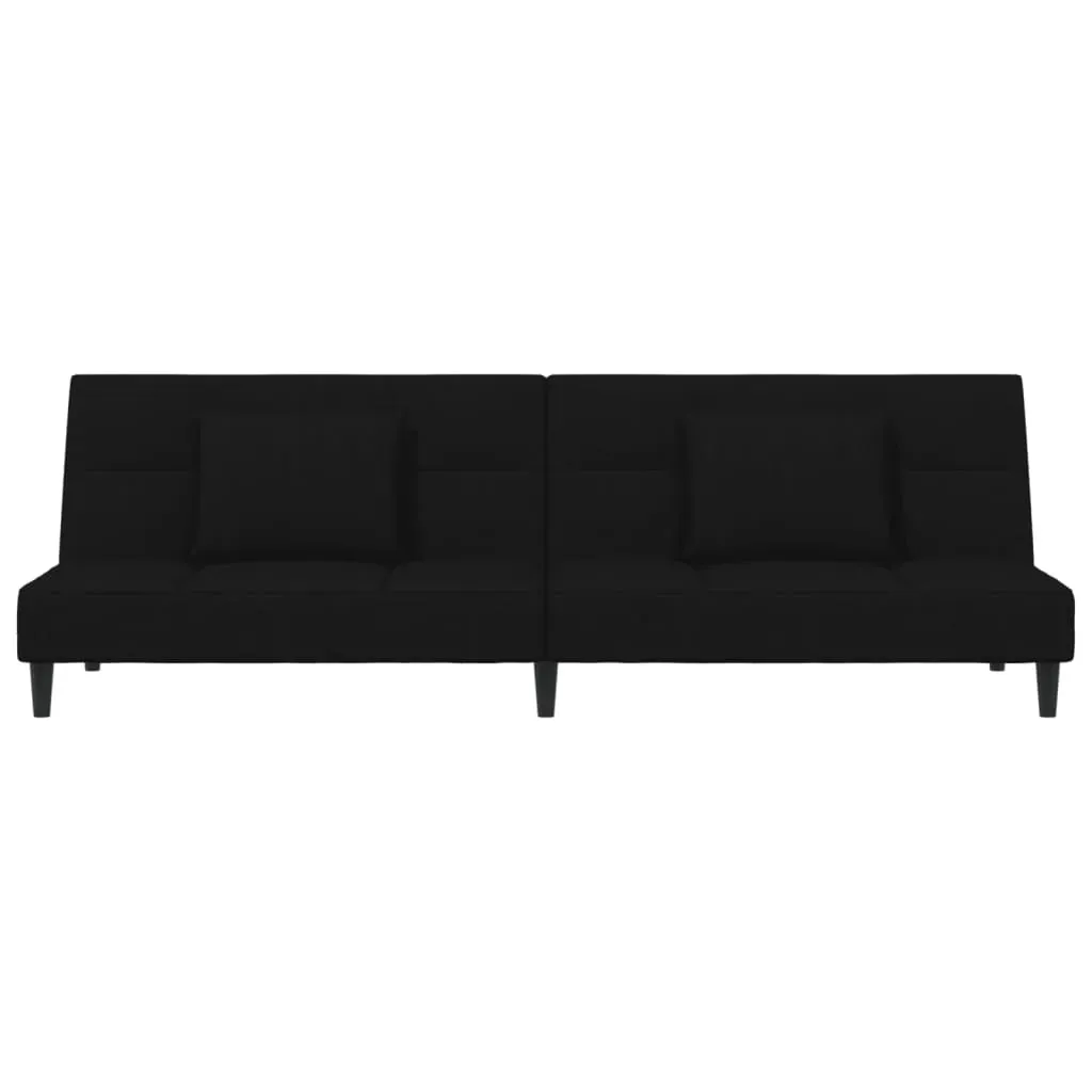 2-Seater Sofa Bed with Two Pillows Black Velvet Price