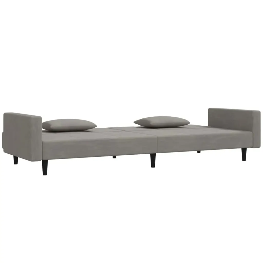 2-Seater Sofa Bed with Two Pillows Light Grey Velvet Price