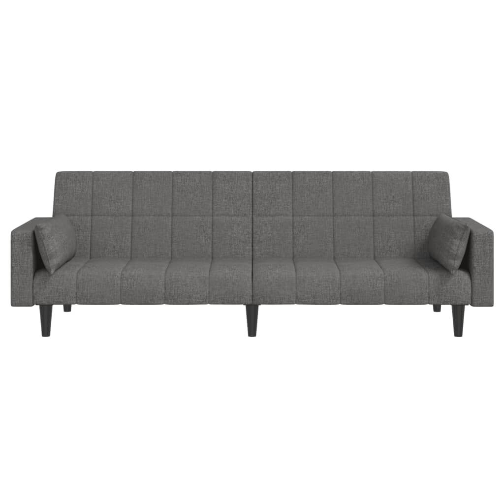 2-Seater Sofa Bed with Two Pillows Light Grey Fabric Price