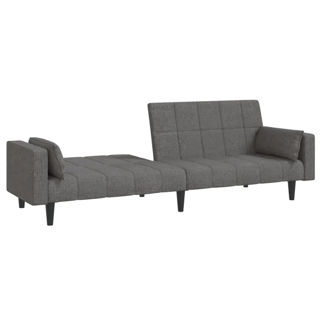 2-Seater Sofa Bed with Two Pillows Light Grey Fabric Price