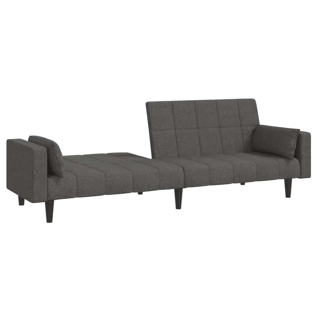2-Seater Sofa Bed with Two Pillows Dark Grey Fabric Price