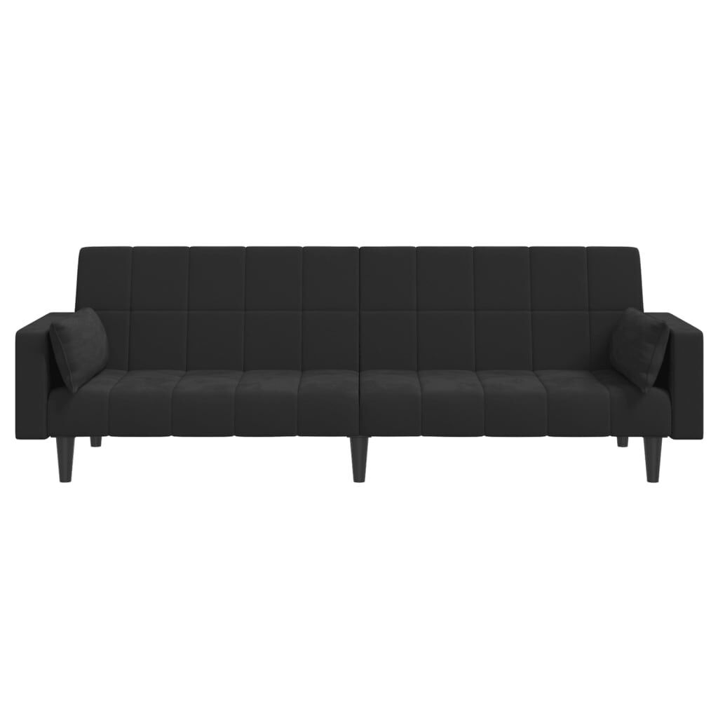 2-Seater Sofa Bed with Two Pillows Black Velvet Price