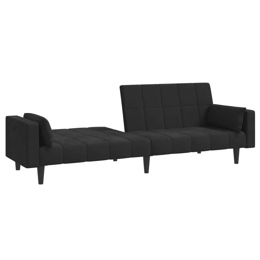 2-Seater Sofa Bed with Two Pillows Black Velvet Price