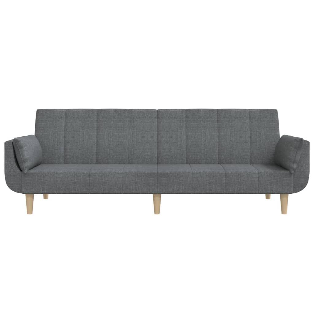 2-Seater Sofa Bed with Two Pillows Light Grey Fabric Price