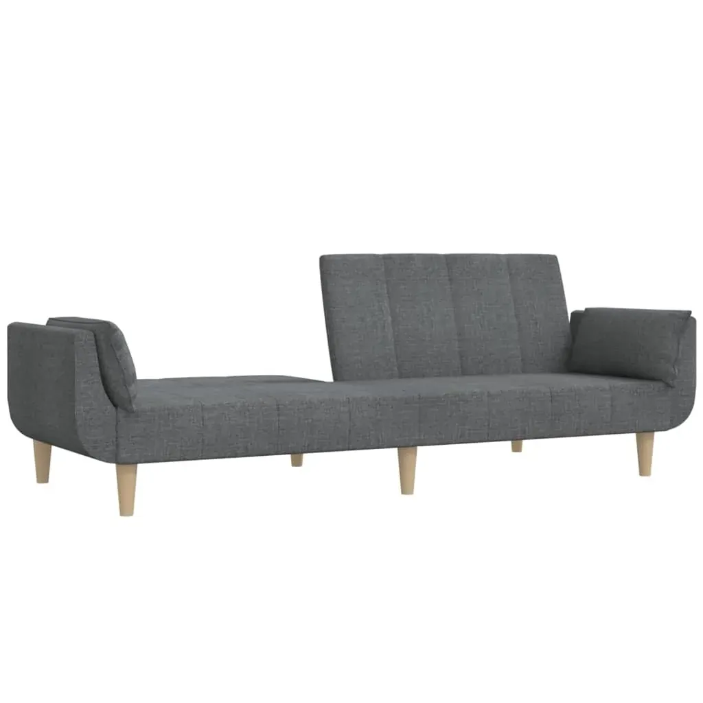 2-Seater Sofa Bed with Two Pillows Light Grey Fabric Price