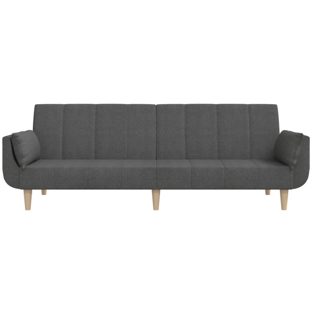 2-Seater Sofa Bed with Two Pillows Dark Grey Fabric Price