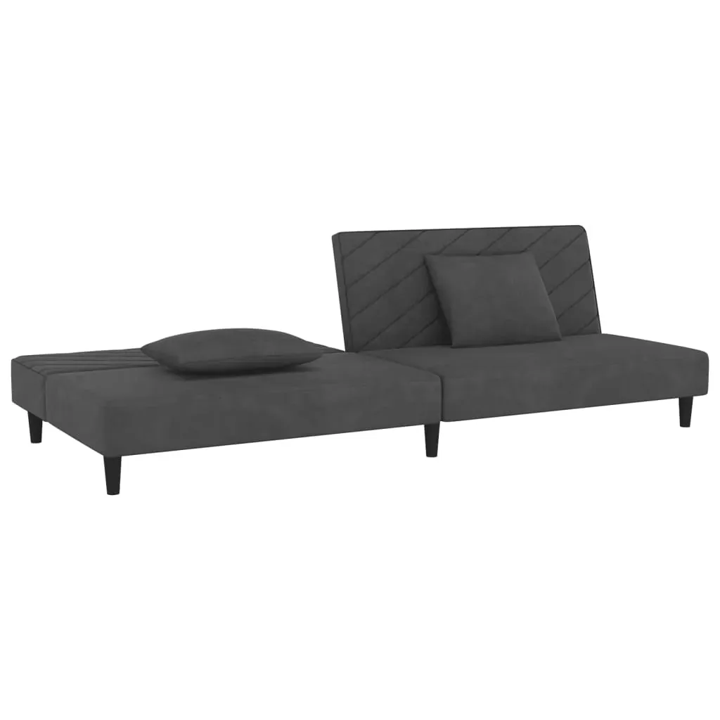 2-Seater Sofa Bed with Two Pillows Dark Grey Velvet Price