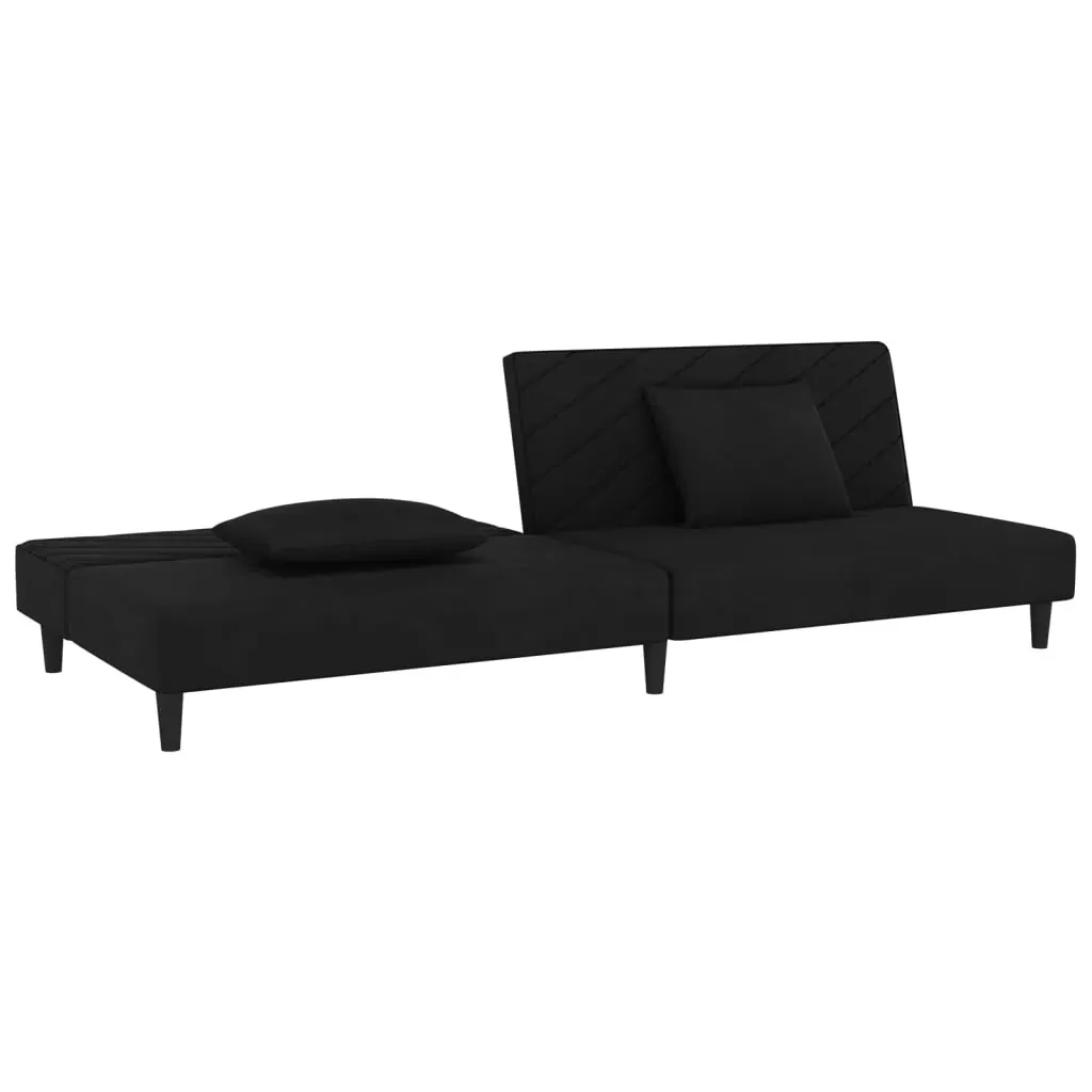 2-Seater Sofa Bed with Two Pillows Black Velvet Price
