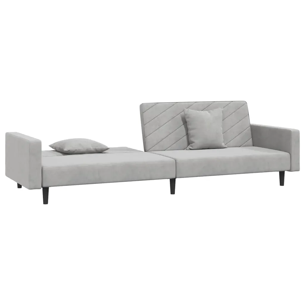 2-Seater Sofa Bed with Two Pillows Light Grey Velvet Price