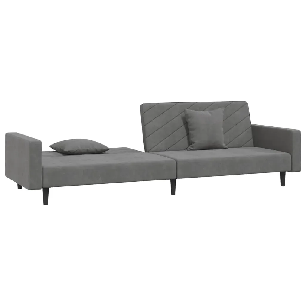 2-Seater Sofa Bed with Two Pillows Dark Grey Velvet Price