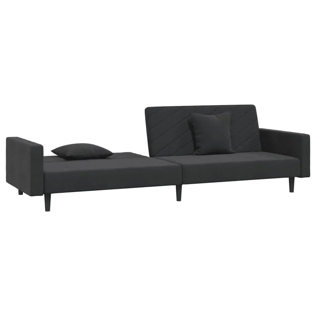 2-Seater Sofa Bed with Two Pillows Black Velvet Price