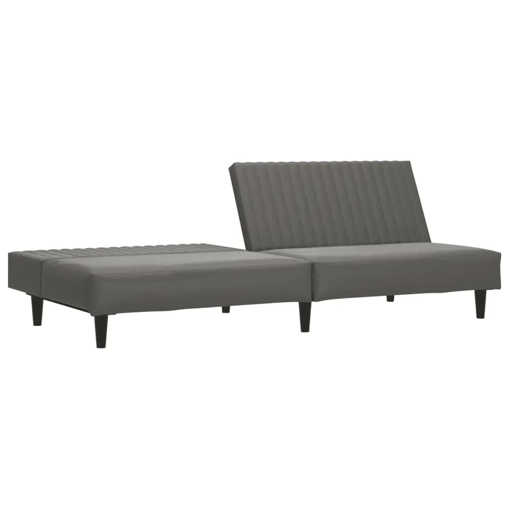 2-Seater Sofa Bed Grey Faux Leather Price