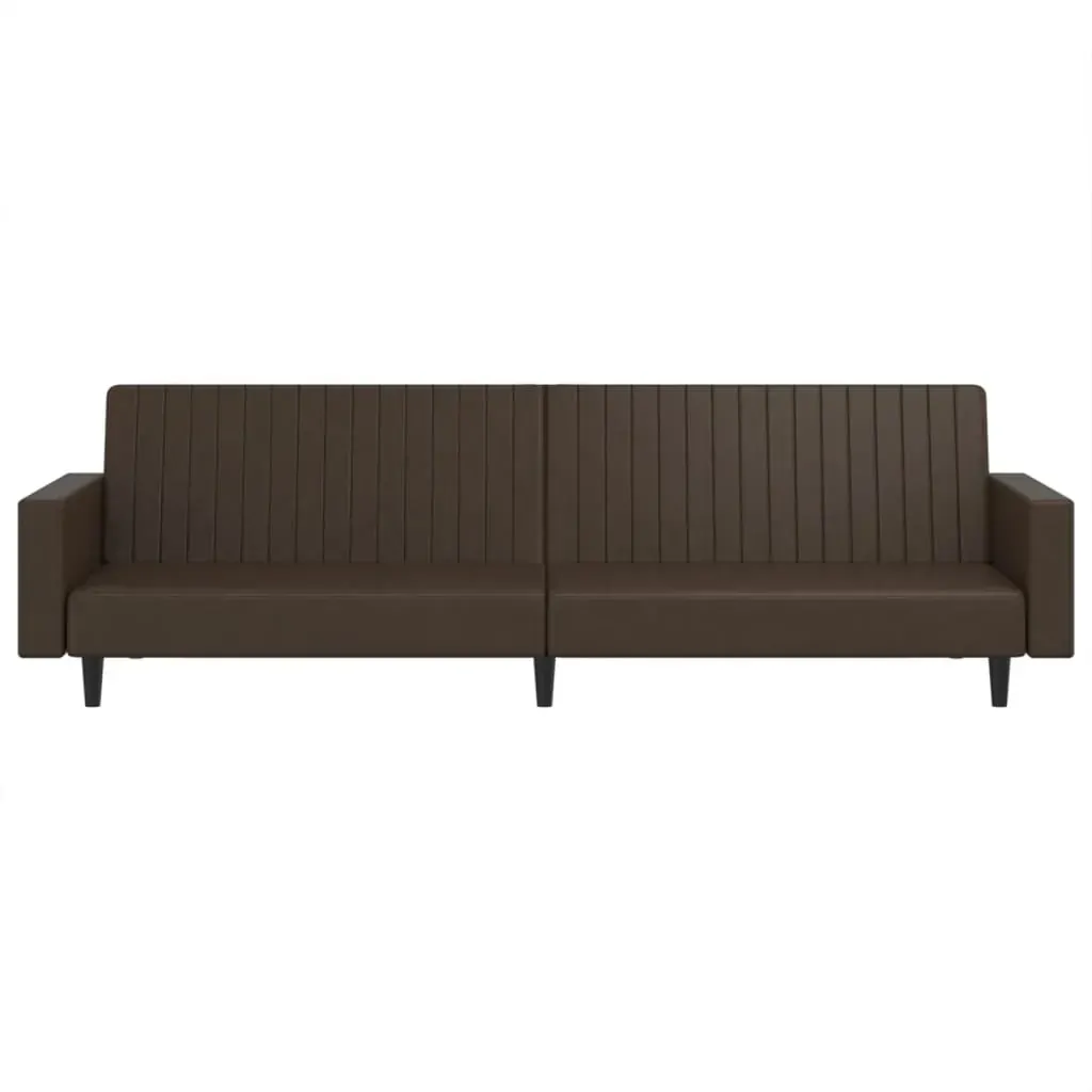 2-Seater Sofa Bed Brown Faux Leather Price
