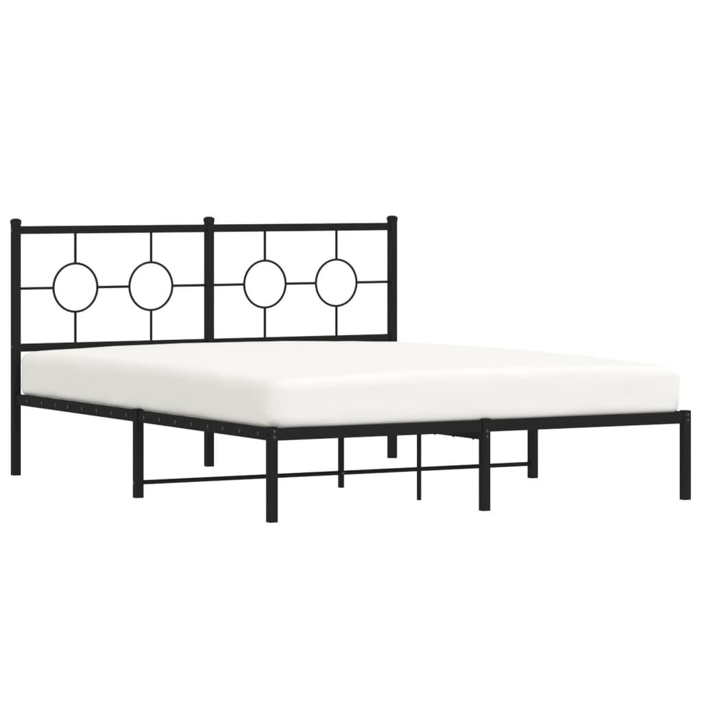 Metal Bed Frame without Mattress with Headboard Black 150x200 cm Price