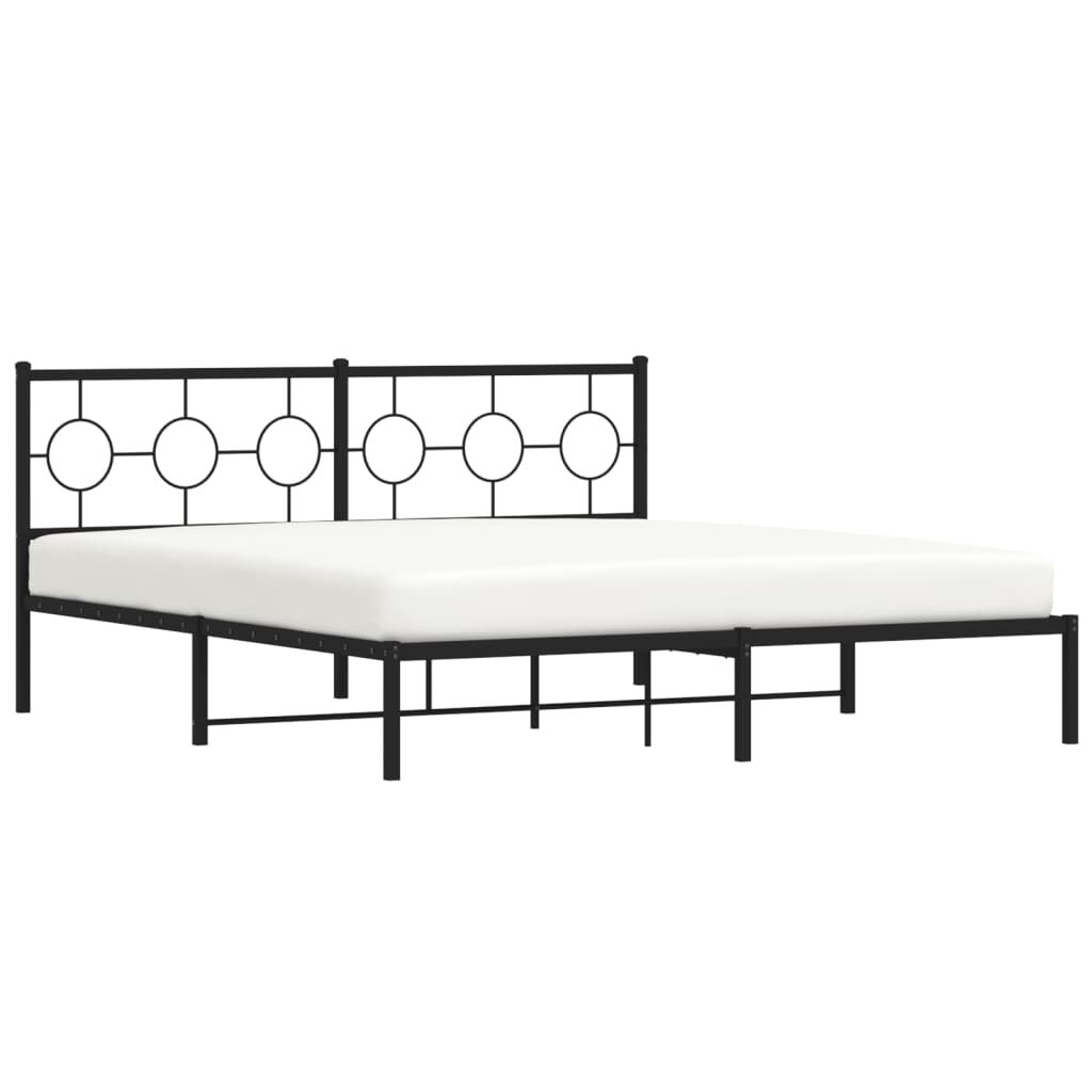 Metal Bed Frame without Mattress with Headboard Black 183x203 cm King Price
