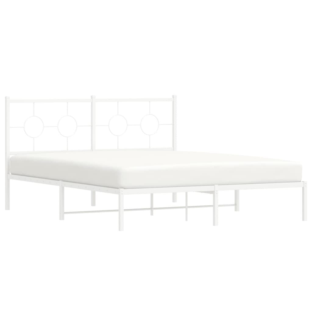 Metal Bed Frame without Mattress with Headboard White 150x200 cm Price