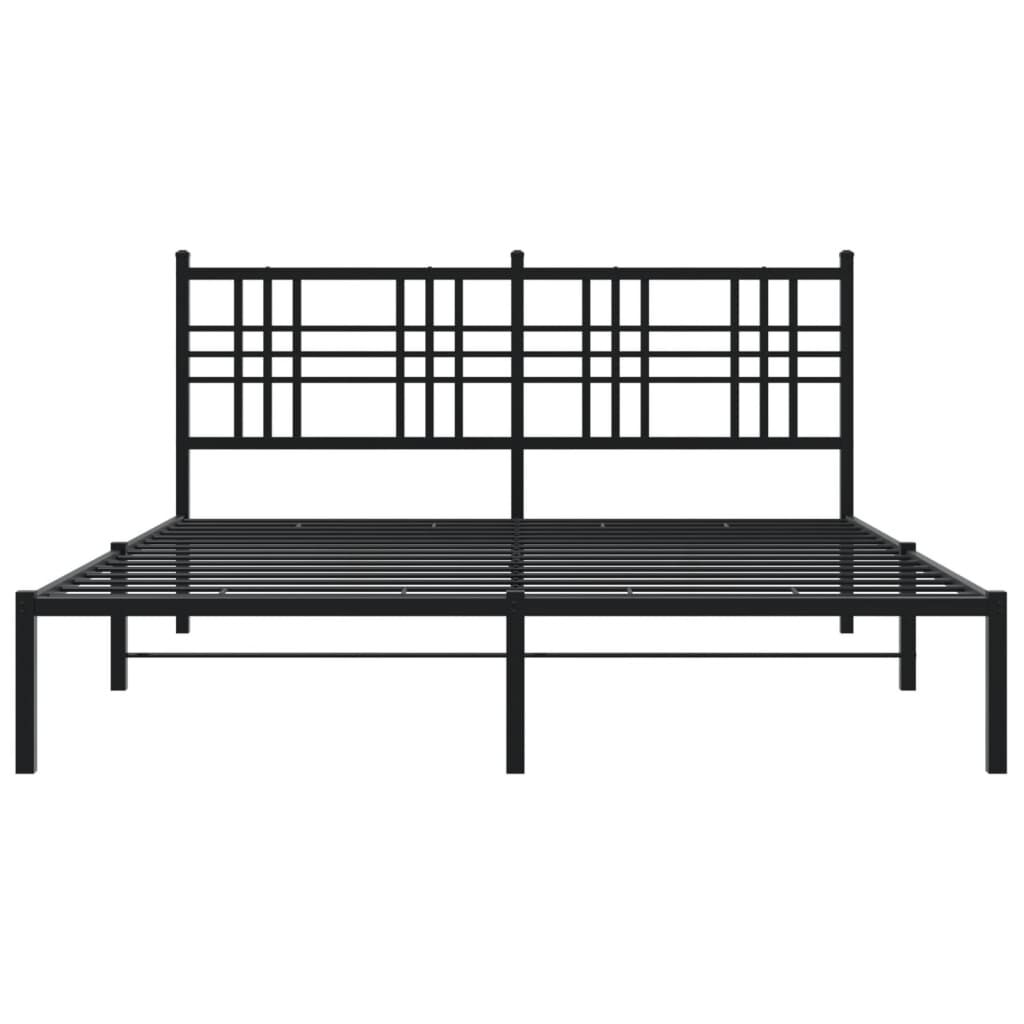 Metal Bed Frame without Mattress with Headboard Black 150x200 cm Price