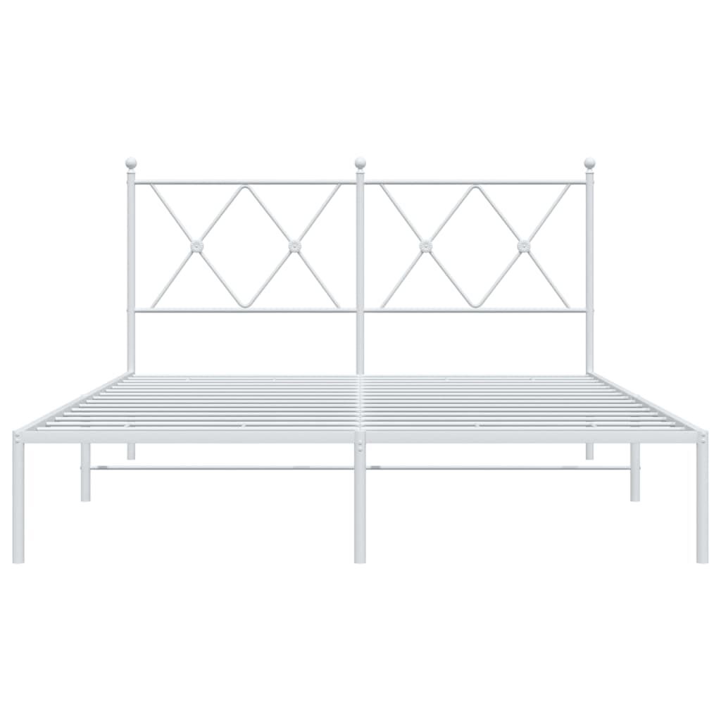 Metal Bed Frame without Mattress with Headboard White 135x190 cm Price