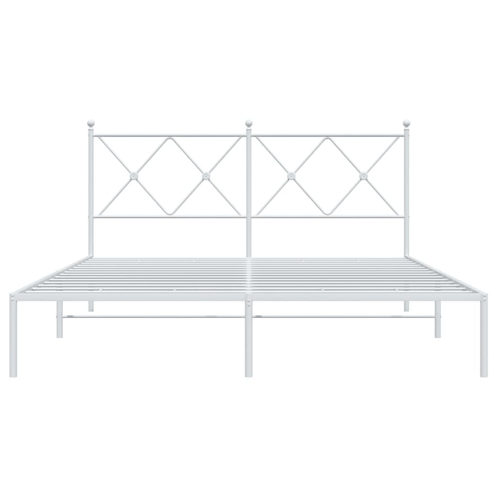 Metal Bed Frame without Mattress with Headboard White 150x200 cm Price