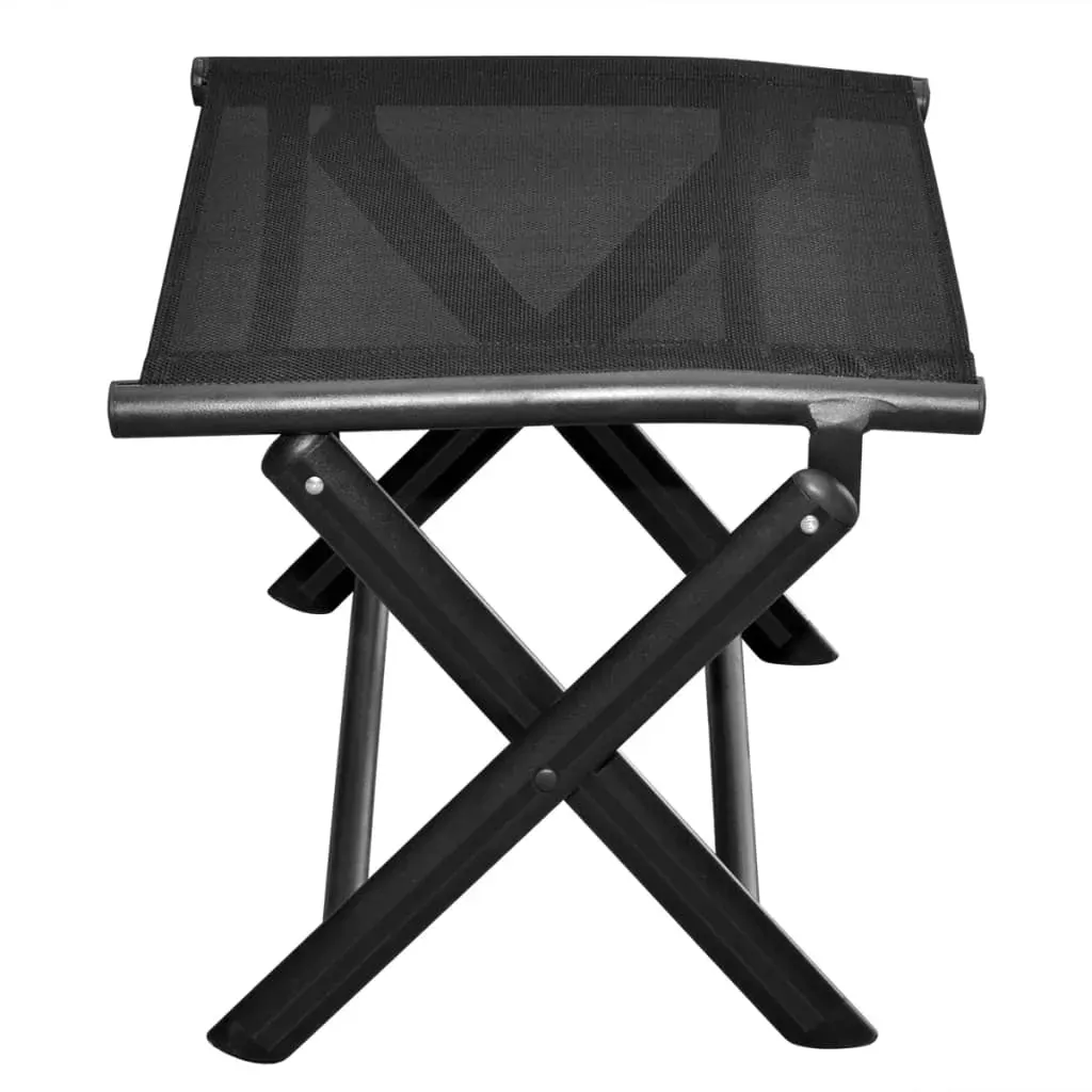Folding Footstool Black Aluminium and Textilene Price