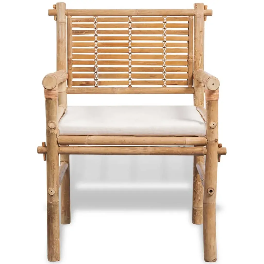 3 Piece Bistro Set with Cushions Bamboo Price