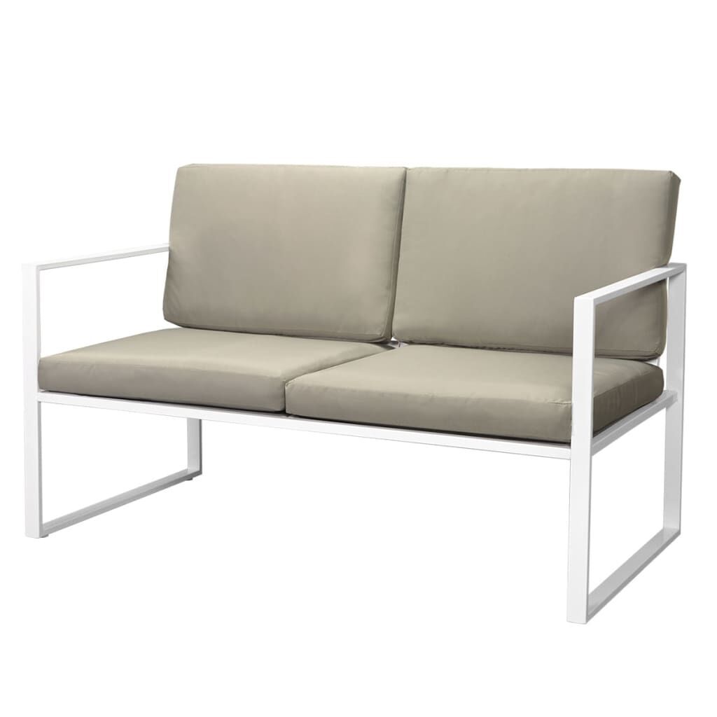 4 Piece Garden Lounge Set with Cushions Steel White Price