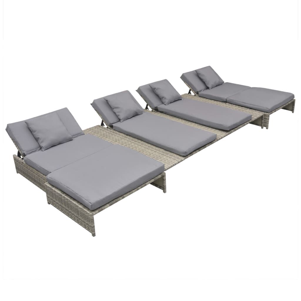 5 Piece Garden Lounge Set with Cushions Poly Rattan Grey Price