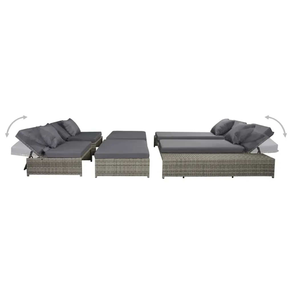 5 Piece Garden Lounge Set with Cushions Poly Rattan Grey Price