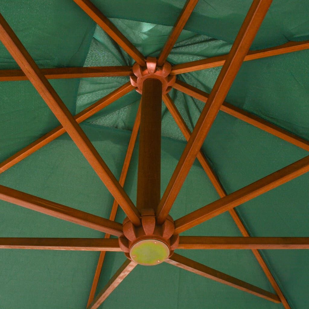 Hanging Garden Parasol 300x300 cm Wooden Pole Green Price