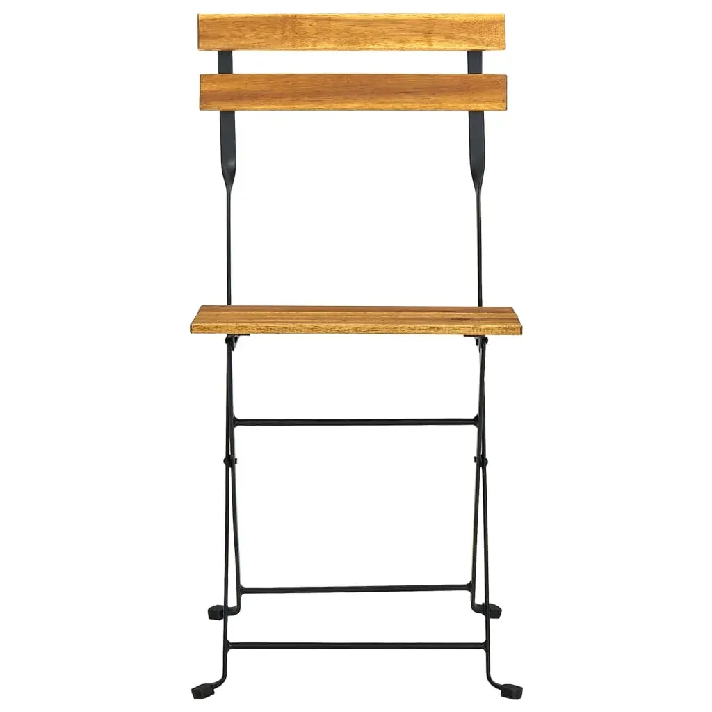 Folding Garden Chairs 2 pcs Steel and Solid Acacia Wood Price