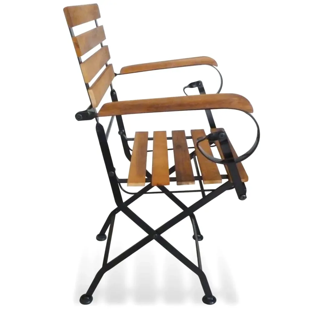 Folding Garden Chairs 2 pcs Steel and Solid Acacia Wood Price