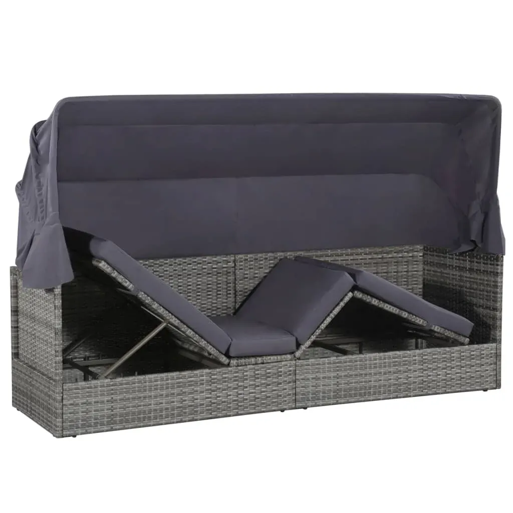 Garden Bed with Canopy Grey 205x62 cm Poly Rattan Price
