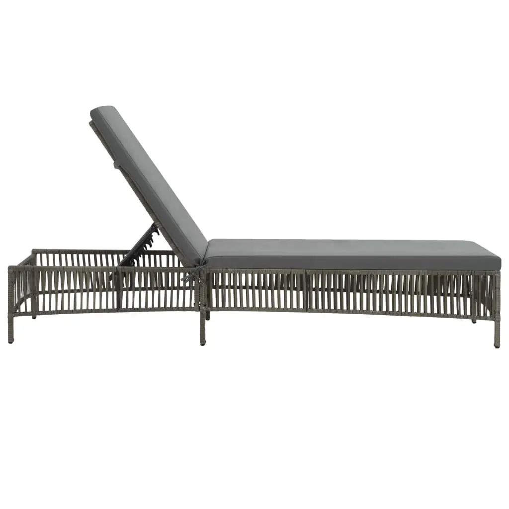 Sun Lounger with Cushion Poly Rattan Grey Price