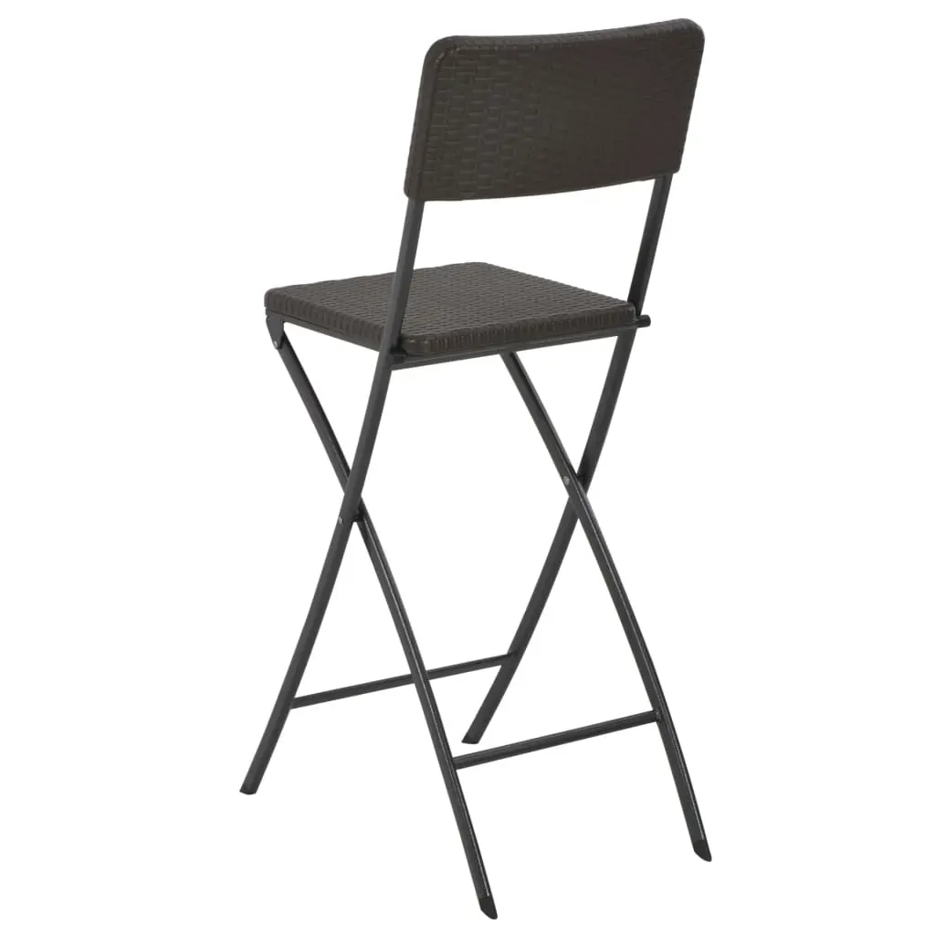 Folding Bar Chairs 2 pcs HDPE and Steel Brown Rattan Look Price