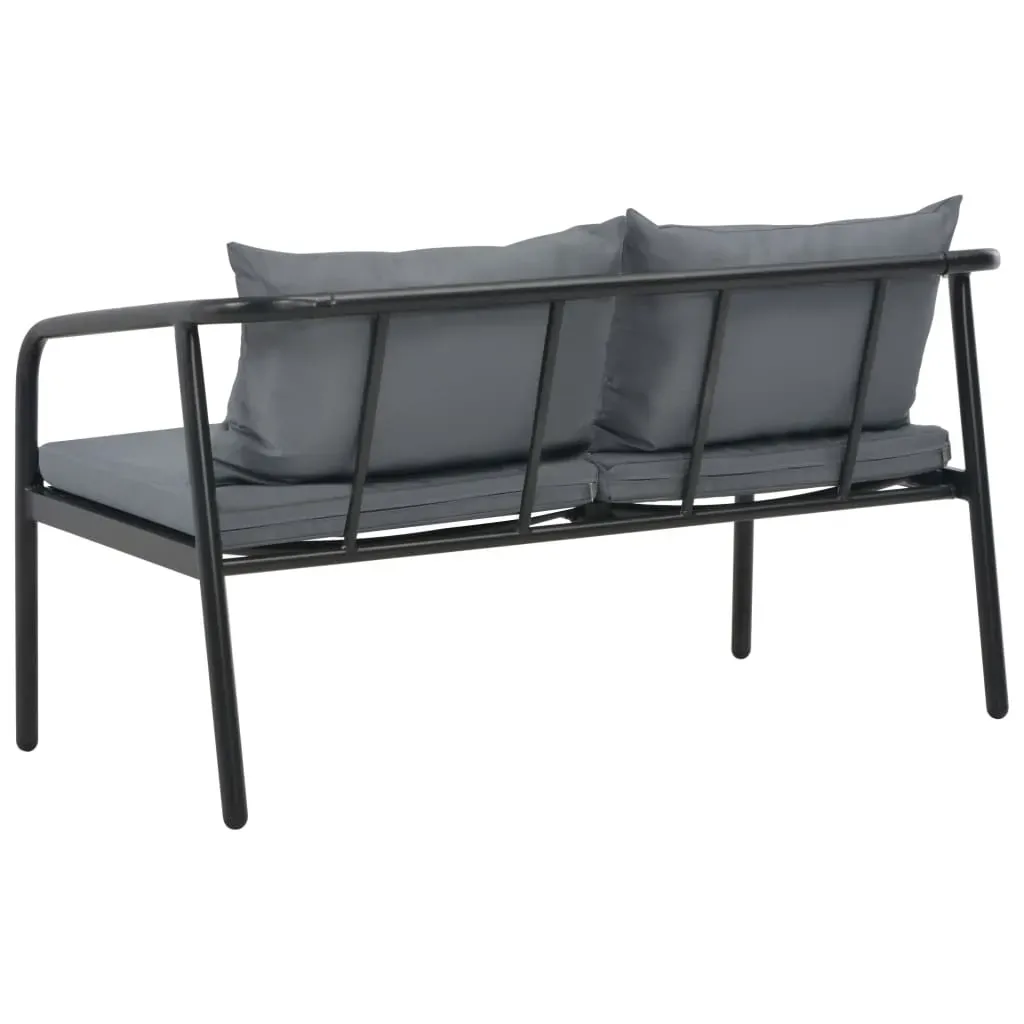 2 Seater Garden Bench with Cushions Grey Aluminium Price