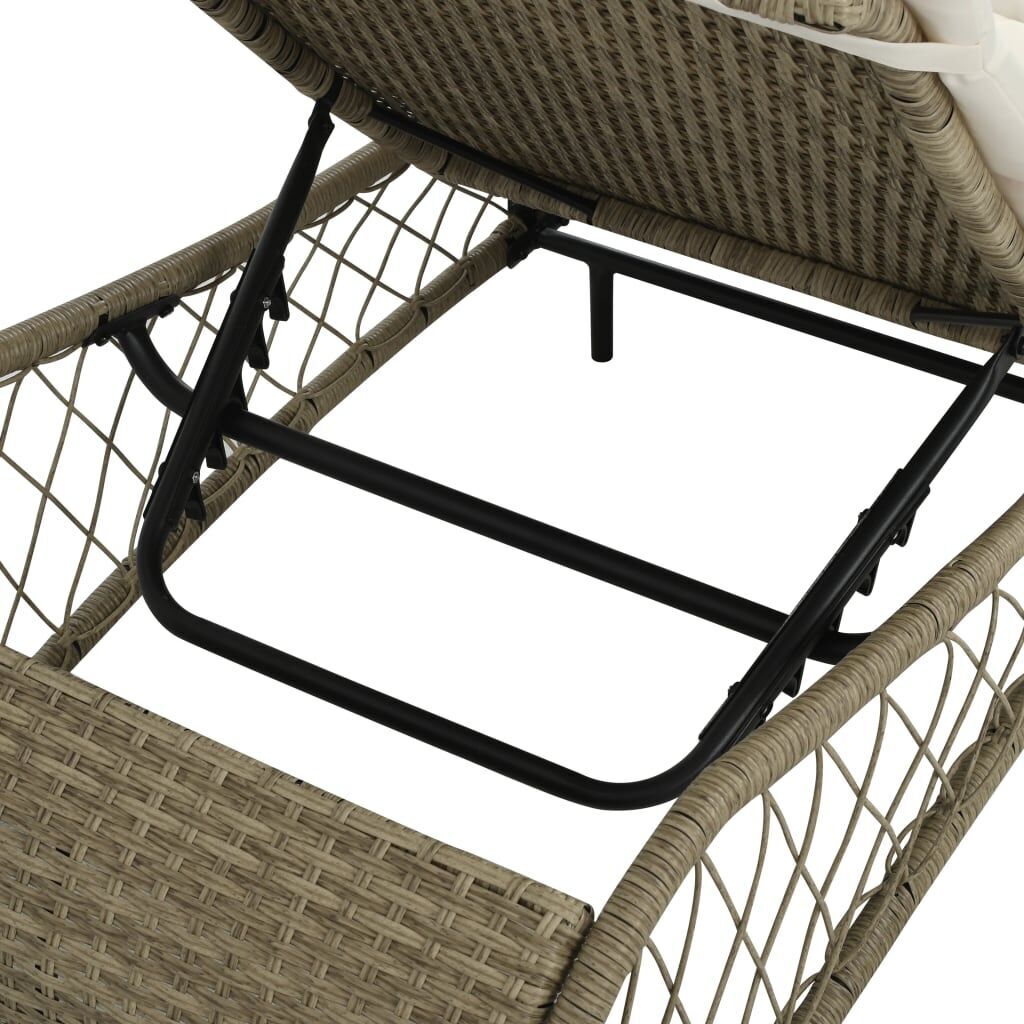 Sun Lounger with Cushion Poly Rattan Grey Price