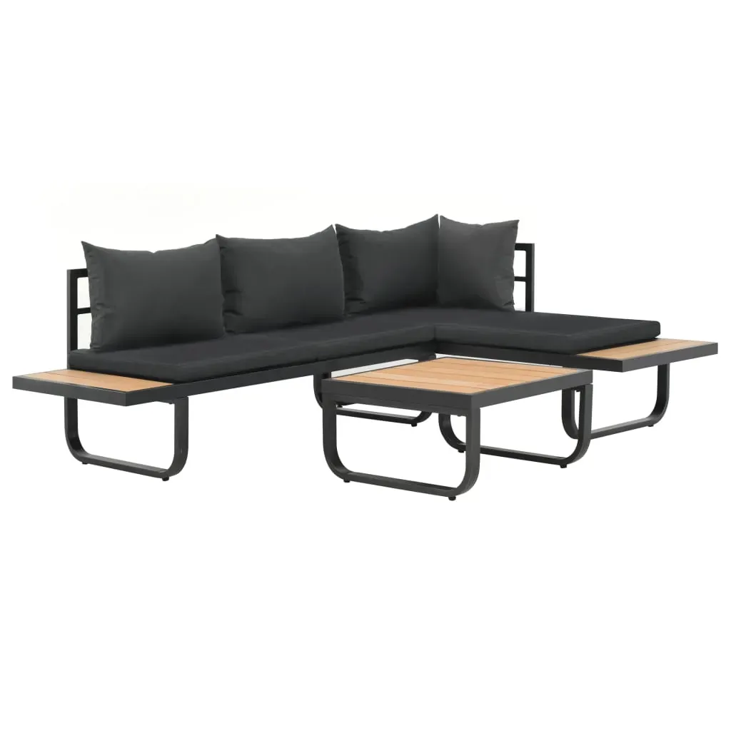 2 Piece Garden Corner Sofa Set with Cushions Aluminium WPC Price
