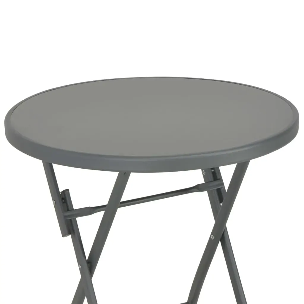 Folding Bistro Table Grey 60x70 cm Glass and Steel Price