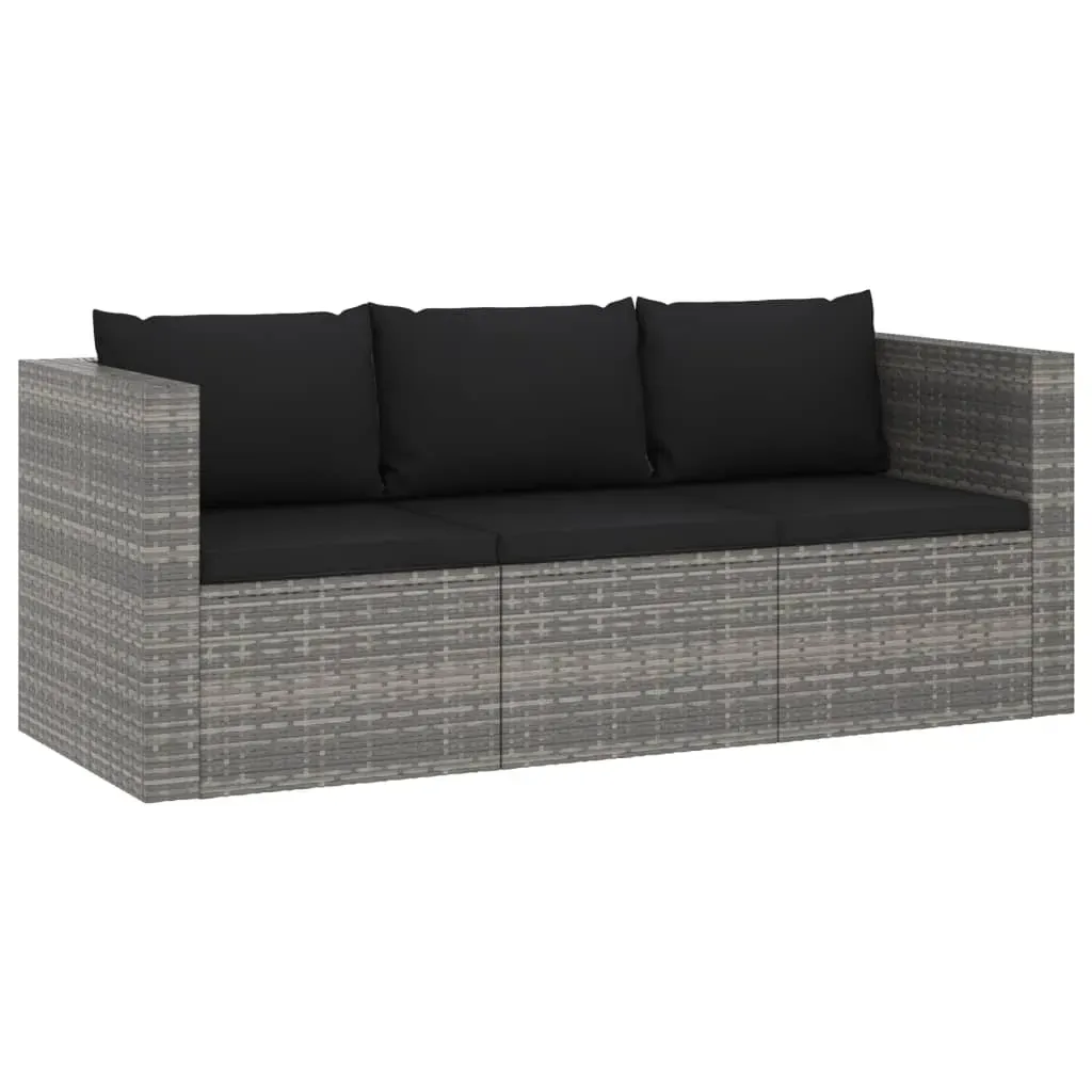 3 Piece Garden Lounge Set with Cushions Poly Rattan Grey Price