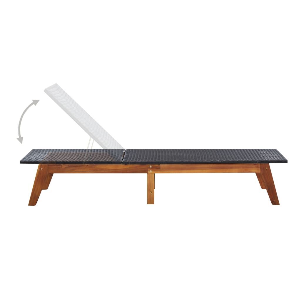 Sun Lounger with Table Poly Rattan and Solid Acacia Wood Price