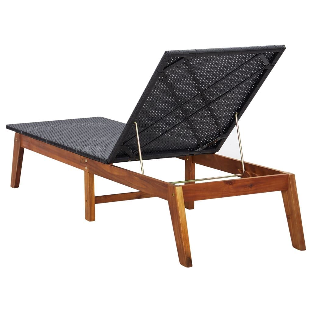 Sun Lounger Poly Rattan and Solid Acacia Wood Price
