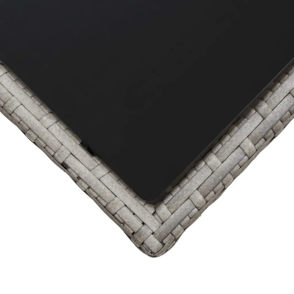 Coffee Table Grey 45x45x40 cm Poly Rattan and Glass Price