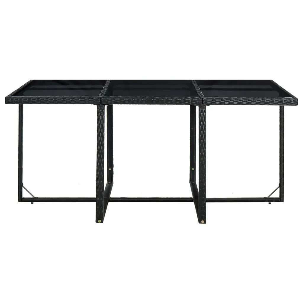 11 Piece Outdoor Dining Set with Cushions Poly Rattan Black Price