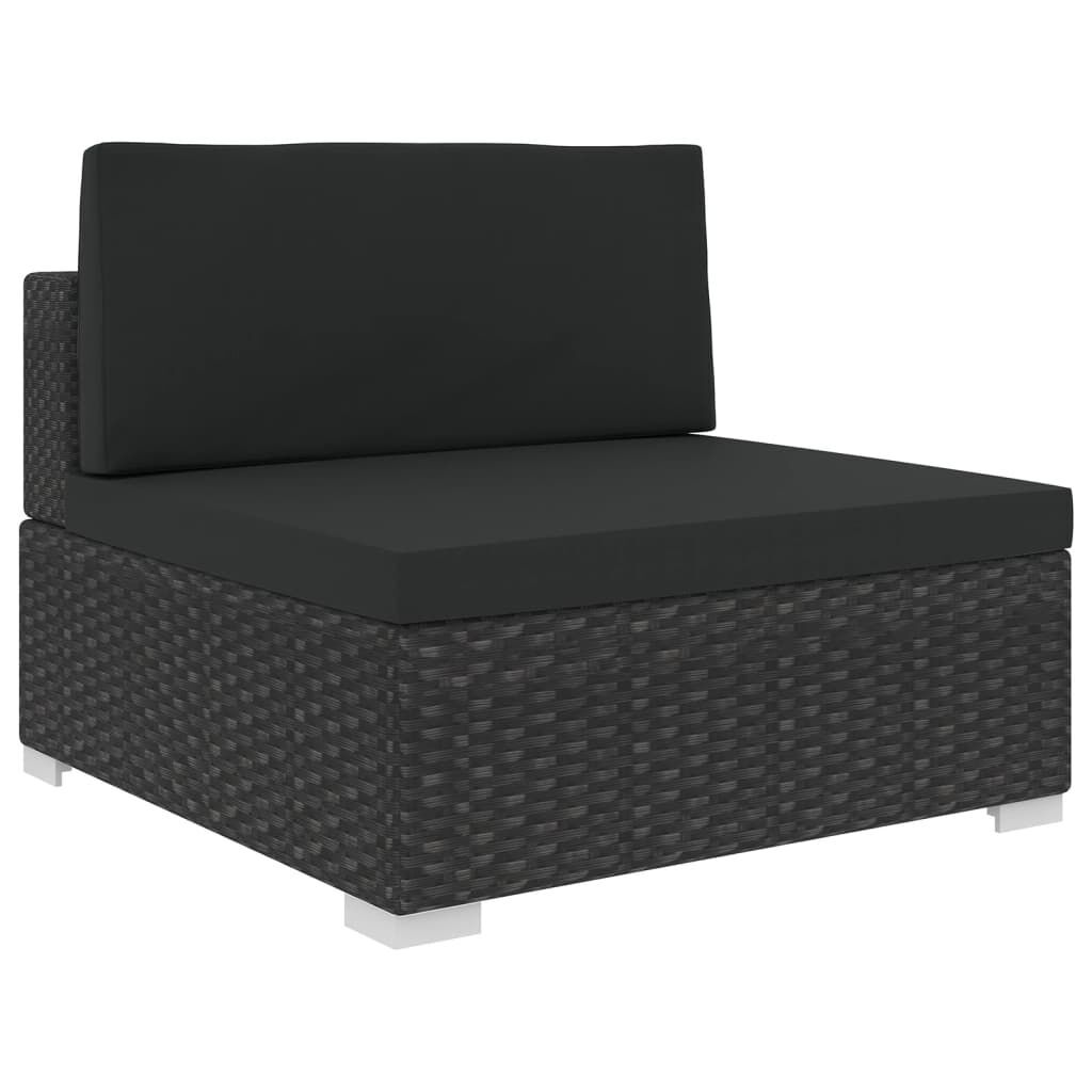 5 Piece Garden Lounge Set with Cushions Poly Rattan Black Price
